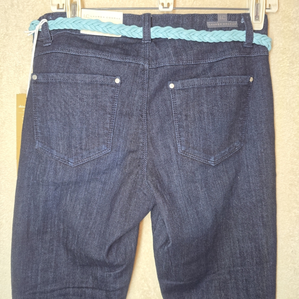 LC Lauren Conrad Skinny Ankle Mid Rise NWT Size 6 Dark Wash Blue Jeans - Picture 8 of 13